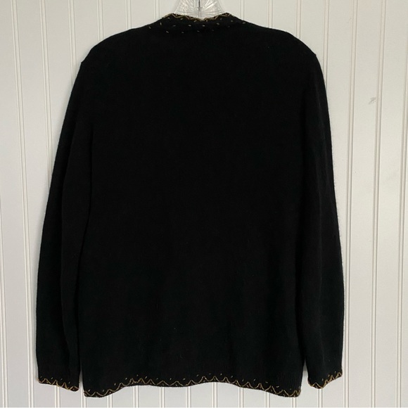 Vintage beaded wool, black sweater with gold beading - Picture 6 of 11